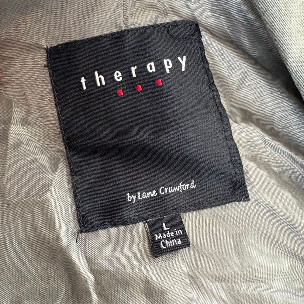 Therapy Lane Crawford L Army Green Utility Jacket Zip Front Lightweight Collared - Picture 4 of 9
